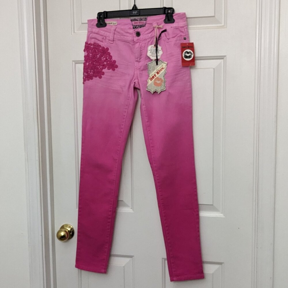 HOT KISS Juniors Women's Denim Jeans Size 7 Pink NWT